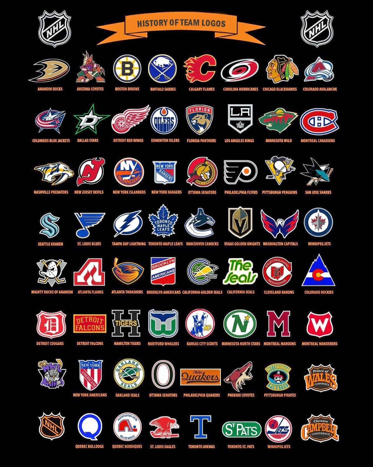 NHL History of Team Logos Wall Art Post - 8x10 Color Photo