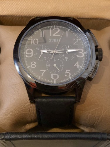Orologio GUESS Uomo Nero Cinturino in vera pelle | eBay