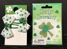 St. Patricks Day Shamrock Body Jewelry  Hair Bows - NEW