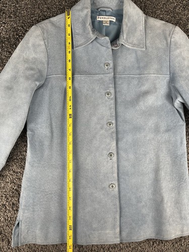 Vintage Pendleton Jacket Womens Small Blue Leather Button Suede - Picture 10 of 11