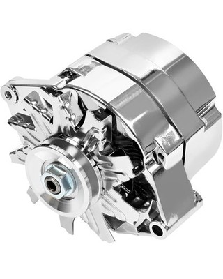 Self Exciting Alternator Chrome BBC SBC 3 Wire Street Rod Hi Output ADR0335-C