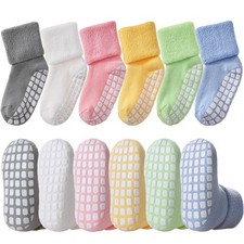 Baby Girls Boys Non Slip Socks with Grips Toddler Kids Unisex Warm Thick Cott...