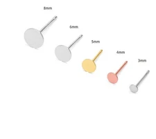 3Pairs Sterling Silver Gold Plated Vermeil Round Dot Stud Earrings Post FESV06