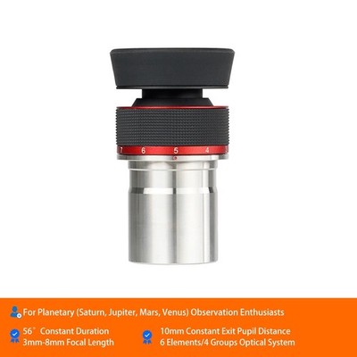 SVBONY SV215 Zoom Eyepiece 1.25'' 3mm-8mm 56° Parfocal for Planetary Observing