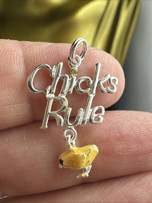 Sterling Silber Küken Regel Charm Anhänger winzig figürlich Emaille Küken Huhn