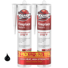 Kraken Bond Fireplace Sealant Heat Resistant Caulk, 10.1oz 2 Pack   Black