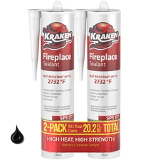 Kraken Bond Fireplace Sealant Heat Resistant Caulk, 10.1oz 2 Pack – Black