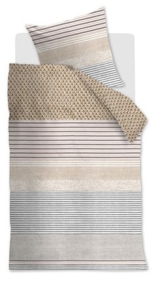 Beddinghouse Edel Bettwäsche Premium Satin - Sandfarben gestreift 2tlg Bettbezug