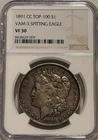 1891 CC Morgan Silver Dollar NGC VF30 VAM-3 Spitting Eagle Top 100