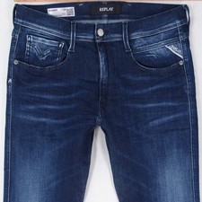 Hommes Replay MA934 BRONNY Ajusté Skinny Élasthanne Bleu Jeans W32 L32