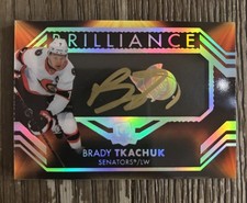 BRADY TKACHUK 2021-22 UD THE CUP BRILLIANCE GOLD INK AUTO SENATORS