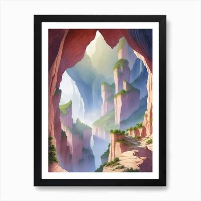 Mystische Höhlen in die Klippe geschnitzt gerahmtes Wandbild Poster Leinwanddruck Bild