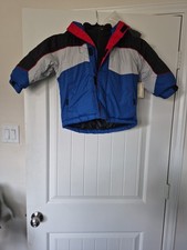 Arizona Boys Size 4 Puffer Hooded Coat Brand New With Tags Blue White Red Black