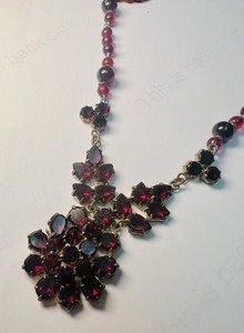 Authentic Antique Victorian Bohemian Yellow gold Plated Red Garnet Necklace 17 Inches