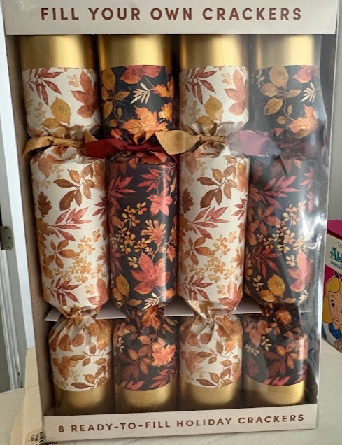 NIB World Market Holiday Crackers Party Poppers Set 8 Fall Elegant Leaves 10"