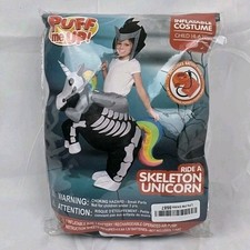 Halloween Inflatable Costume Ride skeleton unicorn Child Sz 4-6 Puff Me Up