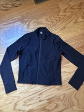 90 Degrees Reflex Sz L Black Ribbed Slim Fit Athletic Full Zip Jacket Women New
