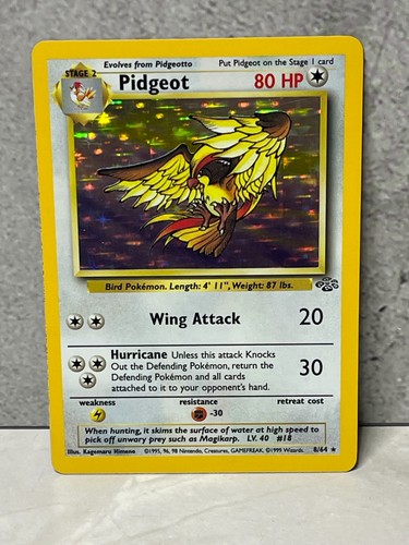 1999 Pokemon Jungle Unlimited No. 8/64 Pidgeot Holo