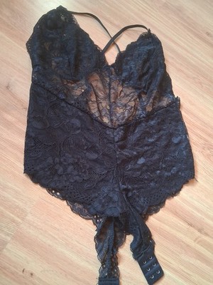 Body Spitze String  GR L  Transparent Schwarz Sexy Dessous Erotik