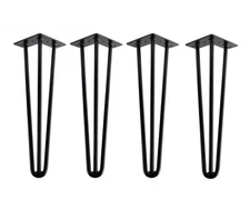 Hairpin 3 Rods Table Desk Legs 1/2" Solid Set of 4 Heavy Duty - Various Sizes