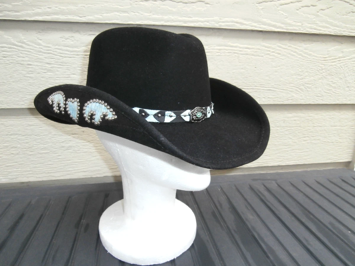 Bullhide Run A Muck Cowboy Hat Womens Small Black Blue Embroidered Southwestern Bullhide Blue Women main image 2