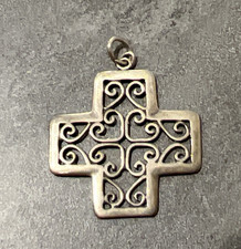 Sterling Silver Filigree Hearts Cross Pendant