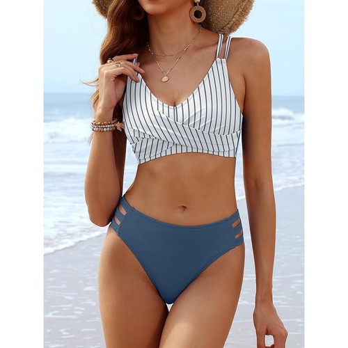 ANRABESS Women's M Bikini Set V Neck Criss Cross Two Piece Swimsuit Sexy Cutout - Picture 3 of 7