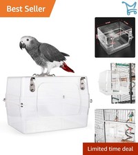 Large Bird Bath Cage Parrots Conures Cockatiels Eco-friendly Plastic Feeder