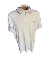 Original Penguin Polo Shirt XXL Light Blue Rainbow Collar Cotton Logo Penguin 31
