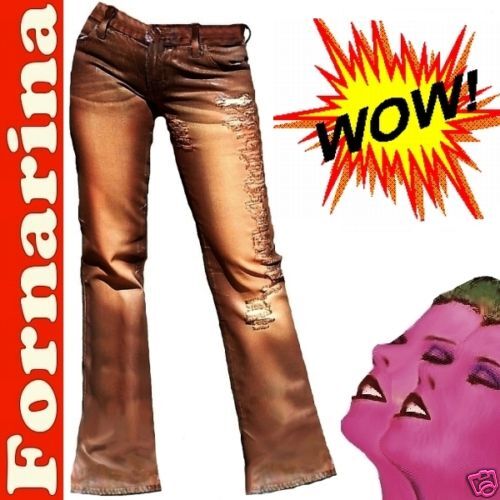 Fornarina Rock Star ATTITUDE Leather Jeans Pants Size 27/34 - Photo 1 sur 1