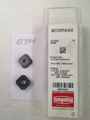 10 NEW TUNGALOY SWGT 13T3 AFPR-MJ CARBIDE INSERTS. GRADE: AH120  (B394)