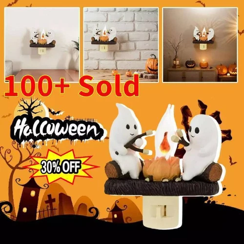 Ghost Campfire Flickering Night Light, Ghosts Campfire Flicker Flame Nightlight - Bild 13 von 13
