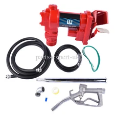 Red Fuel Transfer Pump 12V 15 GPM w/ Nozzle Kit Transfer of Gas Diesel Kerosene