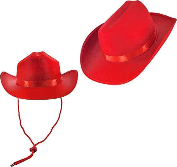 Red Felt Cowboy Hat Western Hat, Dress Up Costume Clothes for , Pretend Play,...