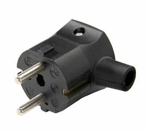 Kaiser European Rewireable 2 pin EU Schuko Mains Plug Right Angle Entry 1mmsq