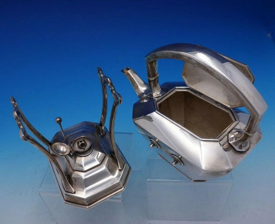 Juego de té Fairfax de Durgin-Gorham de plata esterlina 5 piezas #4 con monograma (#4407) Foto 4 de 4