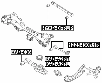 Bushing Right, Rear Trailing Arm Fits Kia 55275-2T000, 55275-3R000, 55275-A6000, - Picture 9 of 13