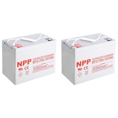 NP12-75Ah (2Pcs) 12V 75Ah Deep Cycle Sealed Lead Acid Rechargeable Battery