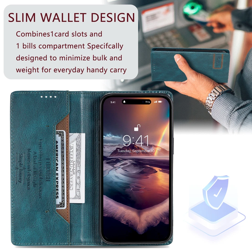 For OnePlus 1+11 1+9 Pro 1+9r Leather Wallet Card Flip Magnetic Phone Case Cover - Image 4 of 4