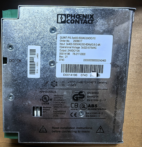 1PC Brand New PHOENIX CONTACT QUINT-PS-3X400-500AC/24DC/10 2938617 Power Supply - Picture 3 of 4