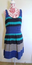 Ann Taylor Loft Dress Women's Size 6 Fully Lined Purple Green Black Striped Mint