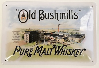 Old Bushmills Pure Malt Whiskey embossed steel sign 300mm x 200mm (sg)