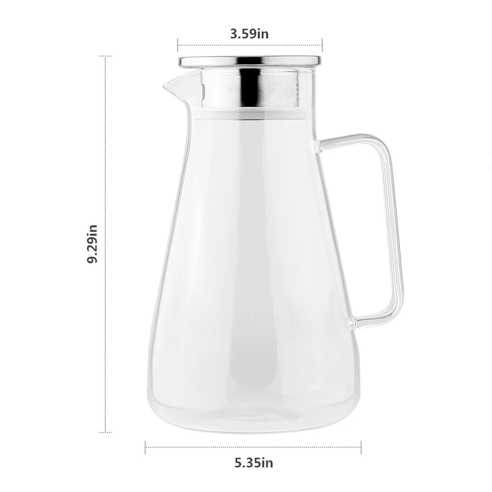 Jarra de vidrio 53 oz con tapa jarra de agua jarra para té jugo de agua caliente/fría 1,5 L Foto 2 de 4