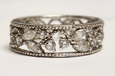 925 Sterling Silver Open Work Cubic Zirconia Band Ring Size 6.5