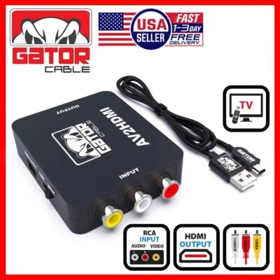 RCA AV to HDMI Converter Adapter Composite 3RCA CVBS Audio Video Wii NES SNES