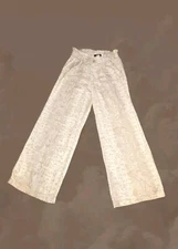 REWASH Stone Beige WIDE Leg LINEN BLEND Pants PAPER BAG Pull On Women's LARGE