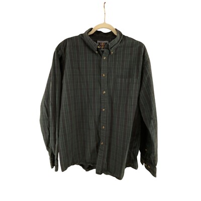 Arrow Mens Button-Down Long Sleeve Plaid Shirt L Gray 100% Cotton Preppy Dressy