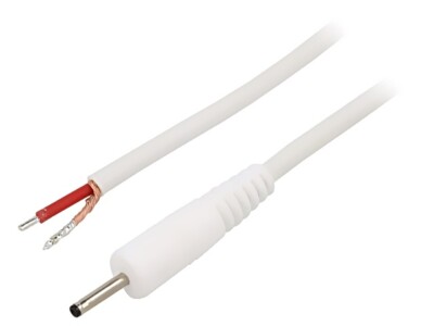 P07-TT-C100-050WH Cable wires,DC 0,7/2,35 plug straight 1mm2 white 0.5m WEST POL