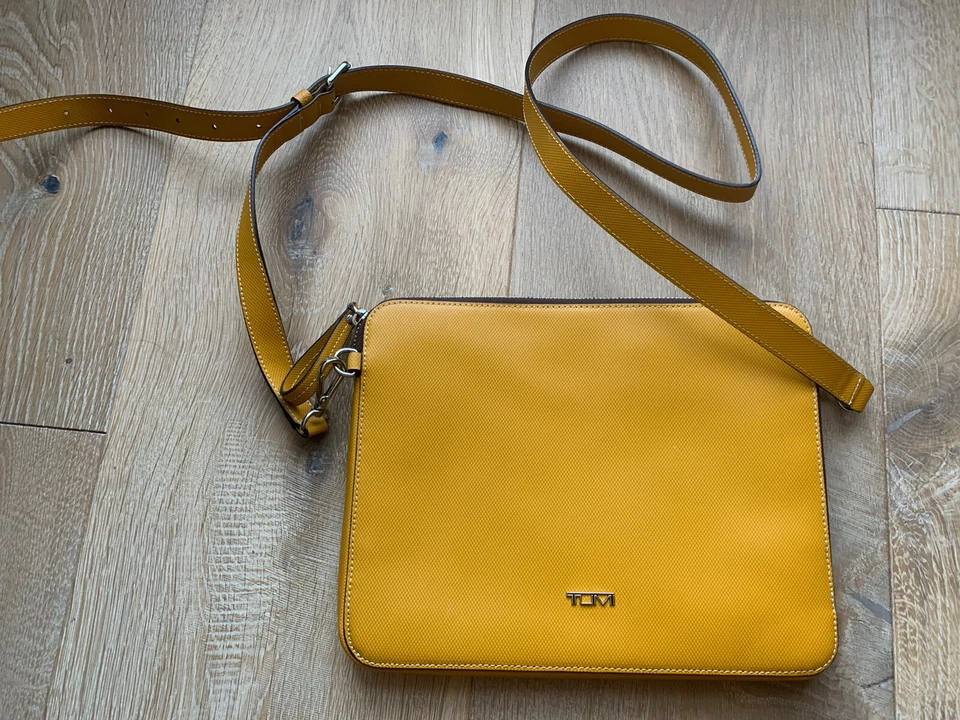 Authentic Tumi Slim Zip Top Crossbody for I-Pad, Marigold With Box - Image 4 of 4