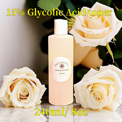 15% Glycolic Acid toner 8oz/240ml  Acne Oil Clogged Pores Blackheads 
